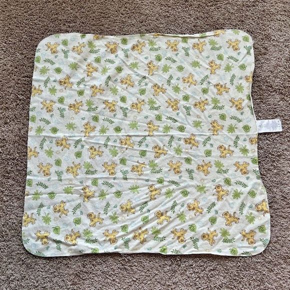 Disney Baby Lion King Baby Simba Blanket Print Leaves Sun Soft Plush Lovey 30x30 - Picture 1 of 4